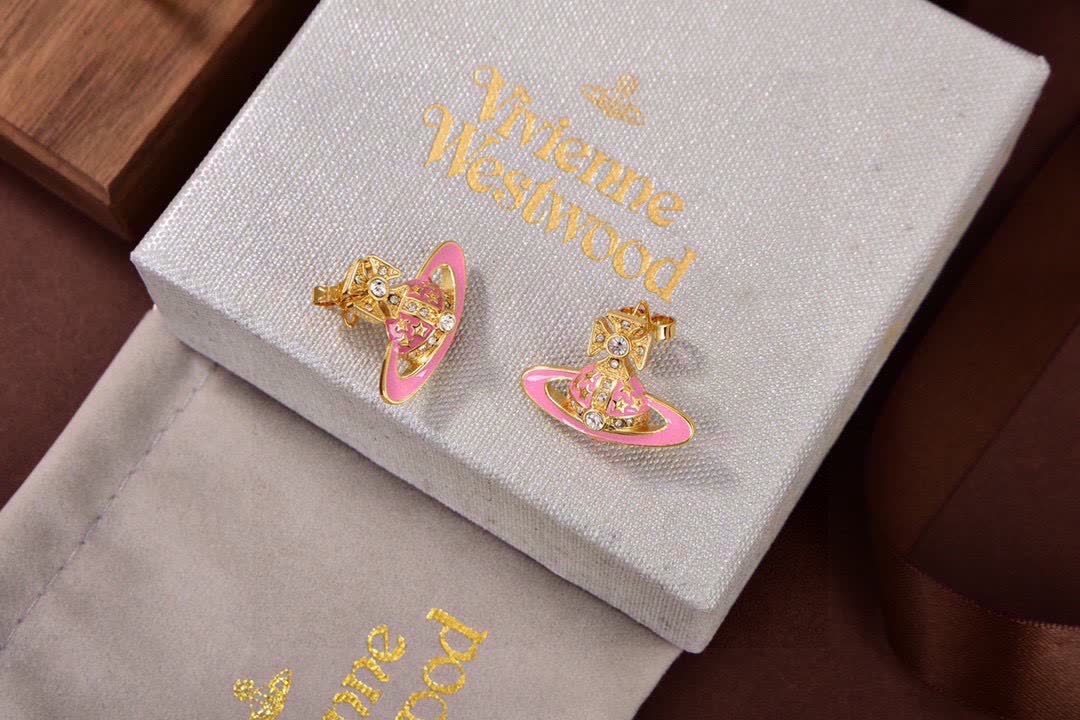 Vivienne Westwood Pink and Gold Earrings